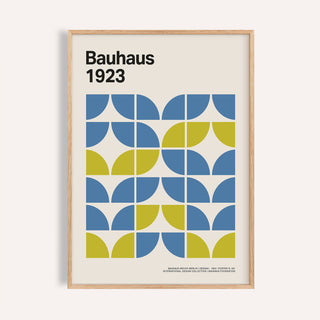 Modern Office Wall Decor framed print close-up of blue and green Bauhaus geometric pattern
