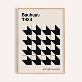 Framed Office Space Poster showing black and white geometric shapes in a bauhaus style