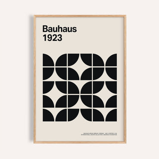 Pictures for Home Office framed print of black geometric Bauhaus shapes on cream background