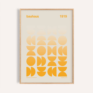 Framed Posters Bauhaus with orange geometric shapes in a minimalist style