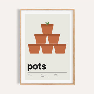 Terracotta plant pot print shown on a plain warm cream wall