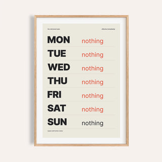 Retirement plan week print shown on a plain warm cream wall