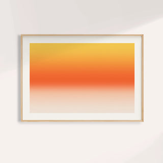 Orange abstract wall art fading from golden yellow into an orange band