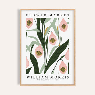 Paintings of Orchids framed print close-up showing pink orchid flowers with green leaves