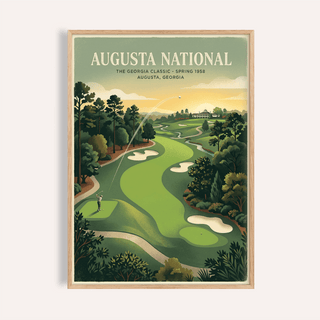 Southern Golf Course Poster wall art showing winding fairway and clubhouse