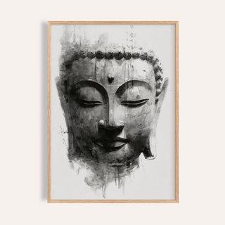 Zen Home Decor featuring Buddha face wall art in minimalist black and white watercolour style