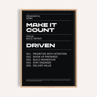 Framed print close-up of Mindset Wall Art with motivational text in white on black background