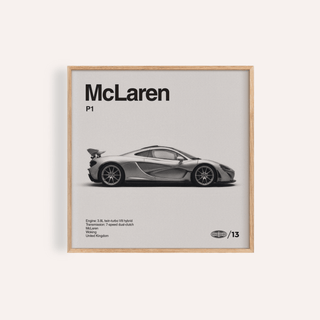 Modern Hybrid Hypercar Poster side view in black and grey for office wall art