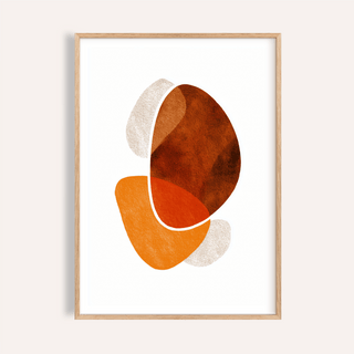 Contemporary Abstract Poster of abstract organic shapes in warm brown and orange tones