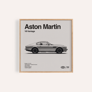 Classic British Muscle Coupe Poster in gray, black and white for living room wall art
