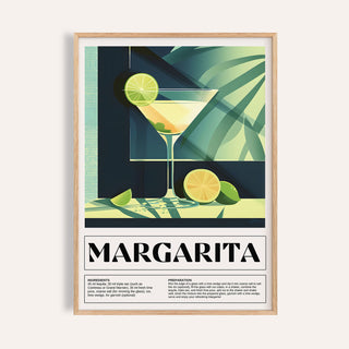 Cocktail Glass Art framed print close-up of a margarita cocktail with lime and text
