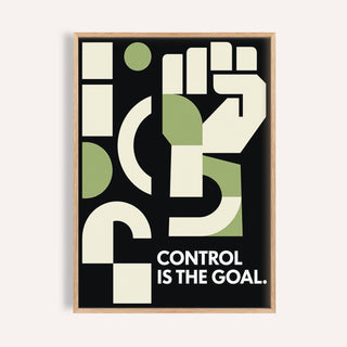 Fitness Motivation Poster with a raised fist abstract design in green and cream on black