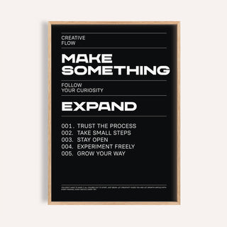 Wall Art Phrases framed print with motivational text in white on black background