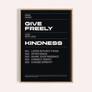 Art with Quote framed print with white text on black background in minimalist style