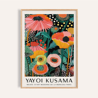 Tropical wall art featuring colourful stylised flowers with black and green background