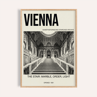 Framed Vienna Architecture Art Print of a marble staircase in black and white