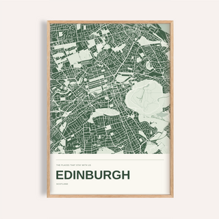 Edinburgh Personalised Map Print — City in Colour · Natural wood frame example