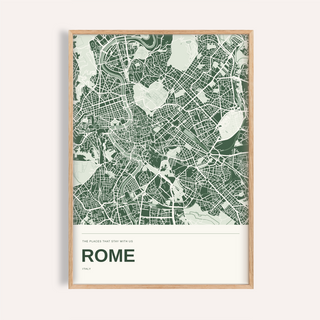 Rome Colour Map Print — Personalised Wall Art · Natural wood frame example