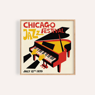 Jazz Festival Poster in Yellow, Red, and Black for living room wall art print