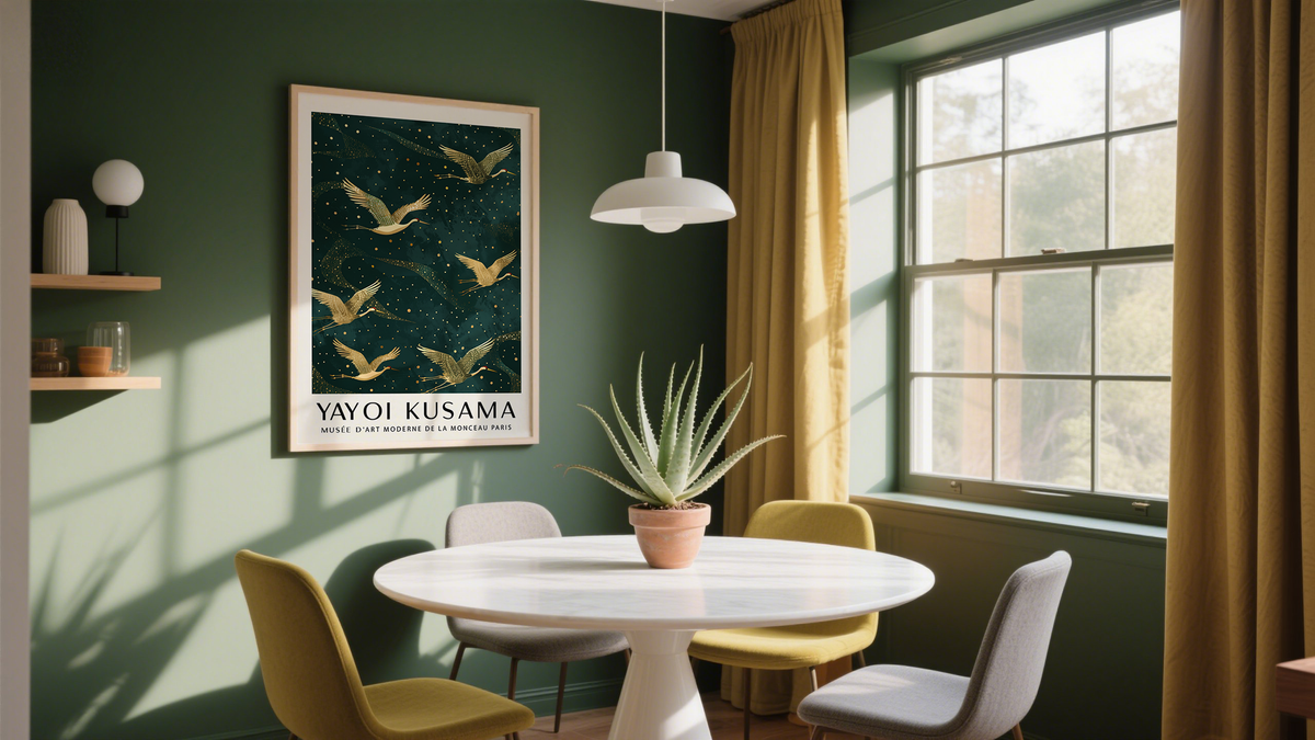 Arte de pared verde esmeralda y dorado