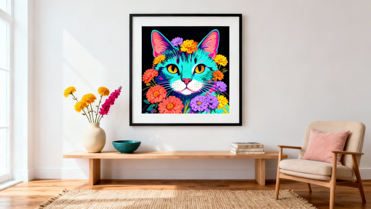 Dipinto di Gatto Colorato: Idee Artistiche per una Casa Vivace