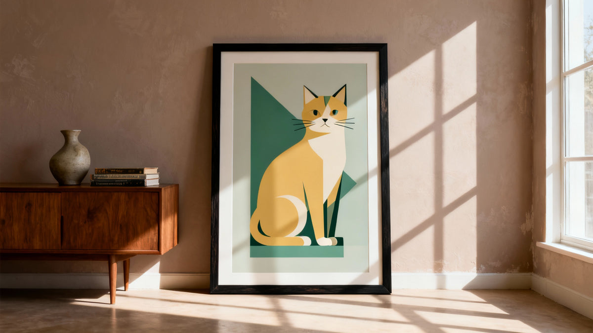 Póster Retro Cat: Elementos de Diseño y Guía de Estilo para Espacios Modernos