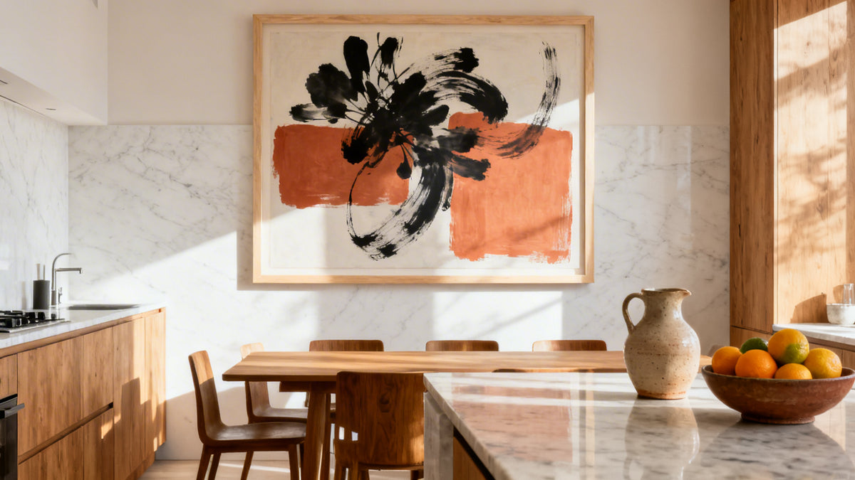 Arte da cucina astratta: trasforma il tuo spazio con arte murale creativa