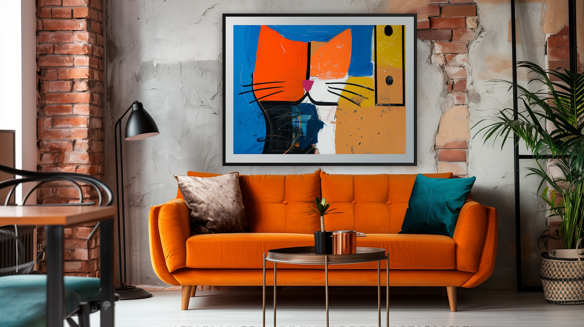 Pintura abstracta de gato