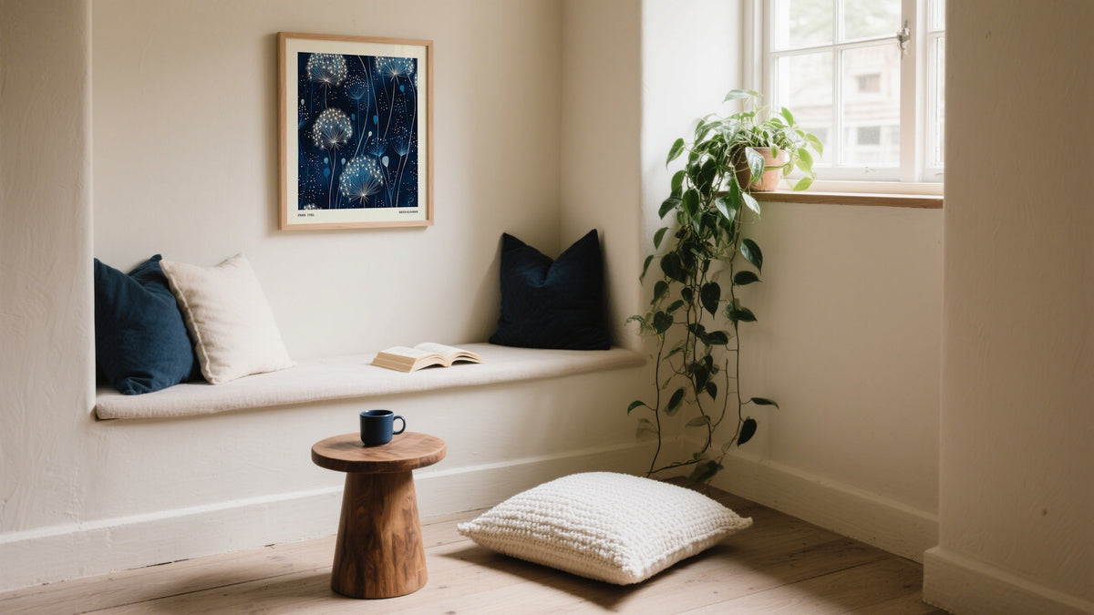 Arte murale floreale blu navy