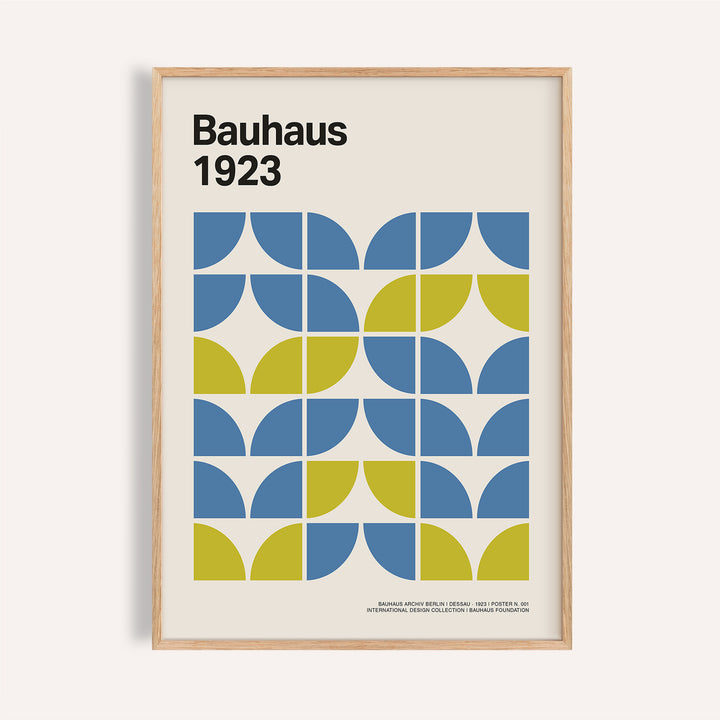 Modern Office Wall Decor framed print close-up of blue and green Bauhaus geometric pattern