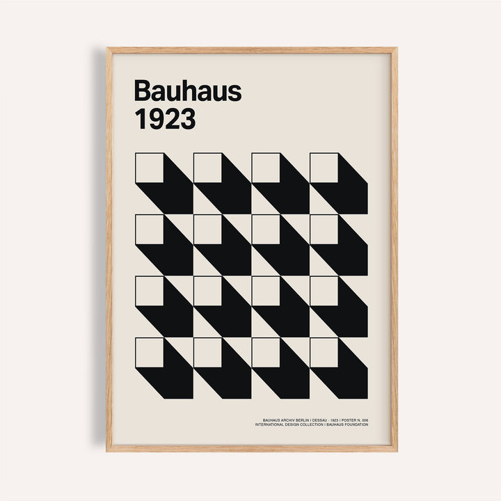 Framed Office Space Poster showing black and white geometric shapes in a bauhaus style