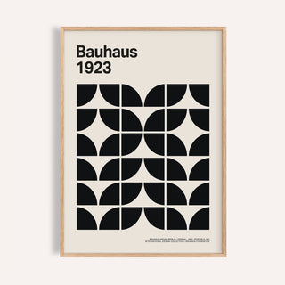 Mid Century Art Prints framed print close-up of Bauhaus 1923 geometric pattern in black on cream background