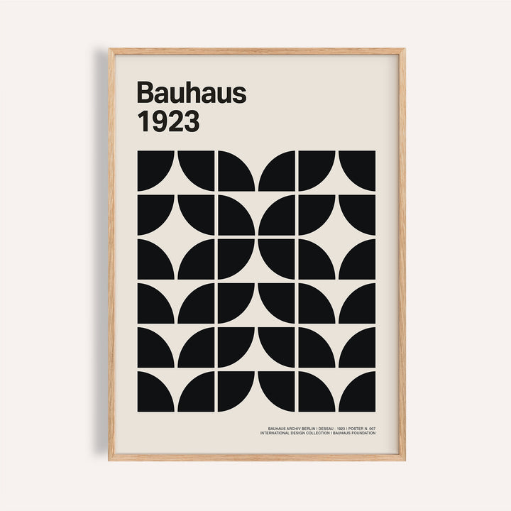 Mid Century Art Prints framed print close-up of Bauhaus 1923 geometric pattern in black on cream background