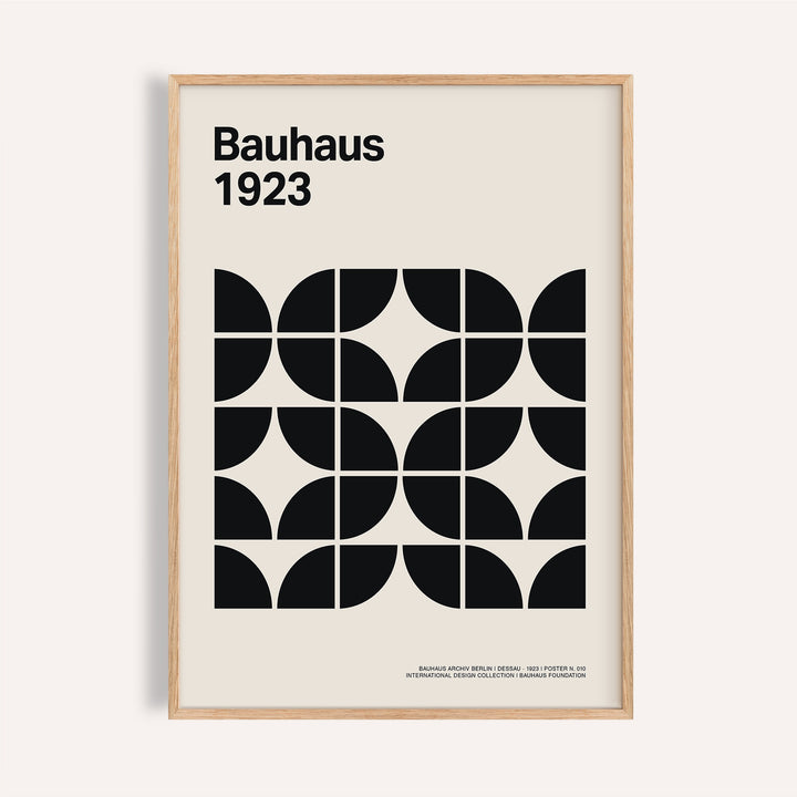 Pictures for Home Office framed print of black geometric Bauhaus shapes on cream background