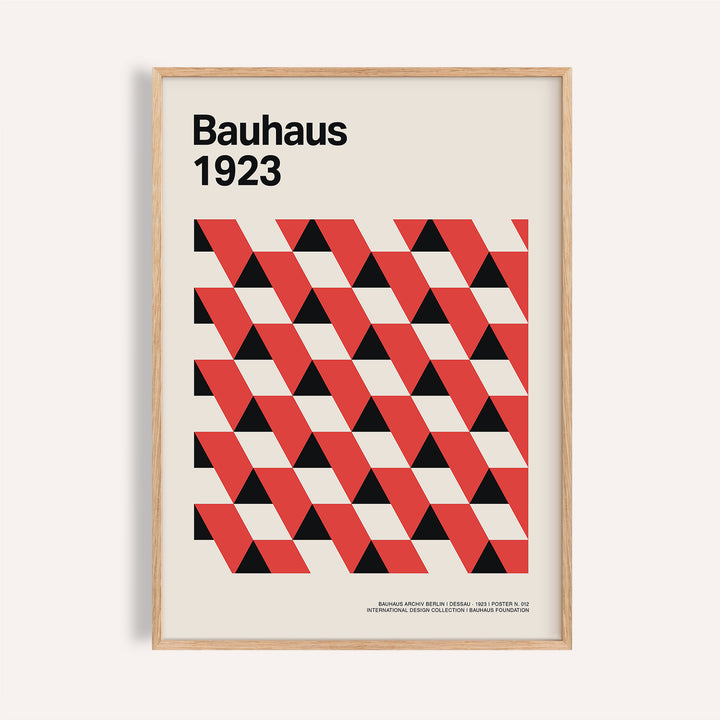 Red and black geometric bauhaus pictures for modern living room decor