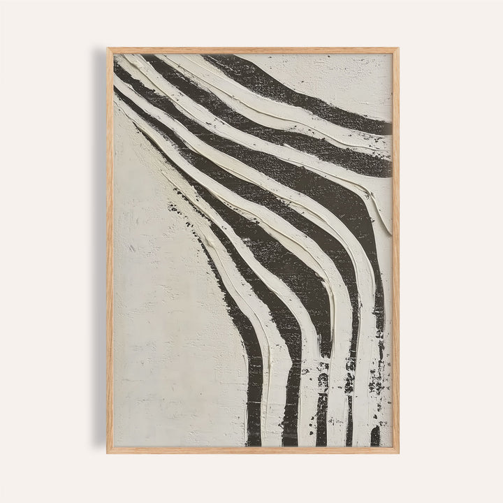 Big Abstract Art framed print featuring black and white zebra stripes in an abstract minimalist style