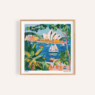 Matisse Art for Sale framed print of Sydney Opera House with green foliage and blue water