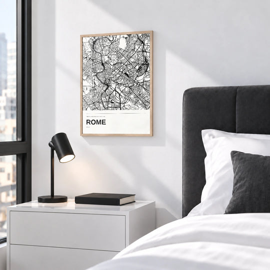 Rome Black and White Map Print