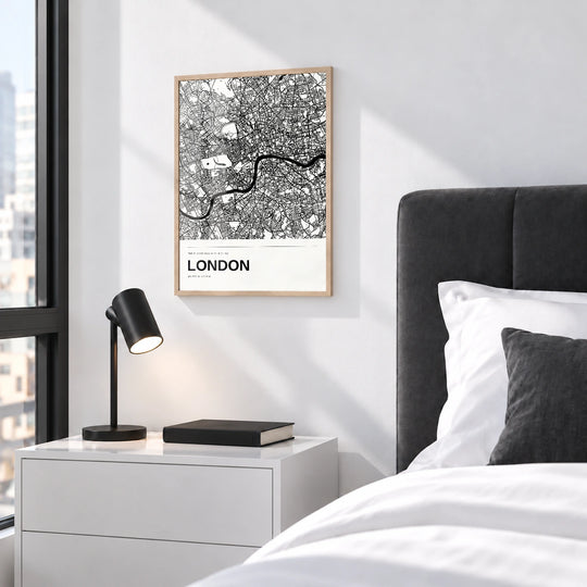 Lámina de mapa de Londres en blanco y negro