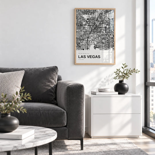 Las Vegas-karta i svartvitt