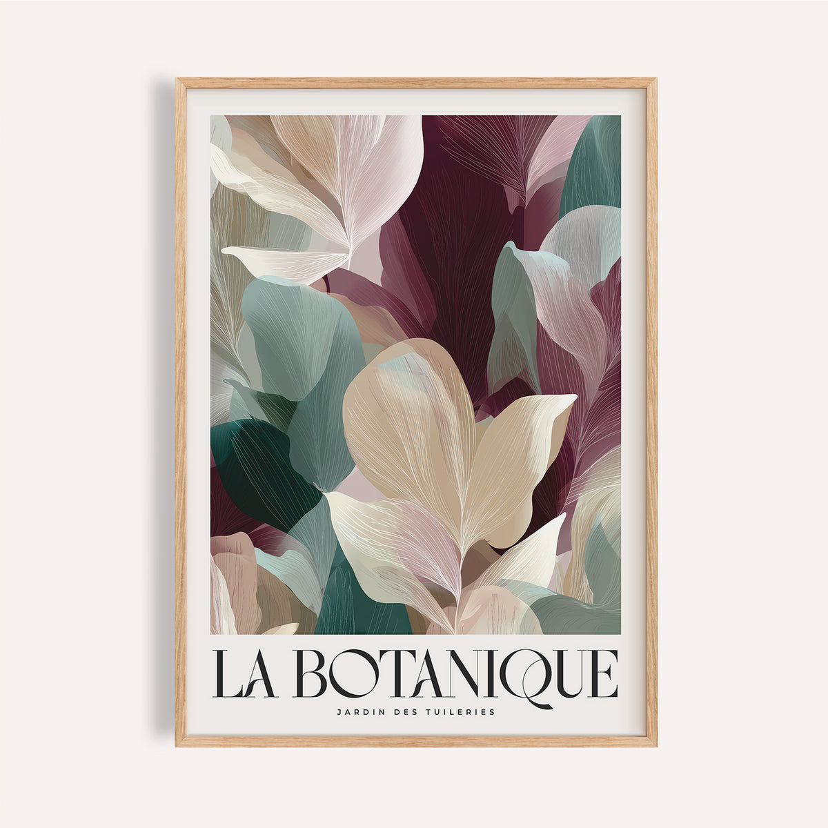 Large Prints for Living Room framed print of decorative leaves in soft pastel and green shades