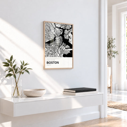 Boston Black and White Map Print