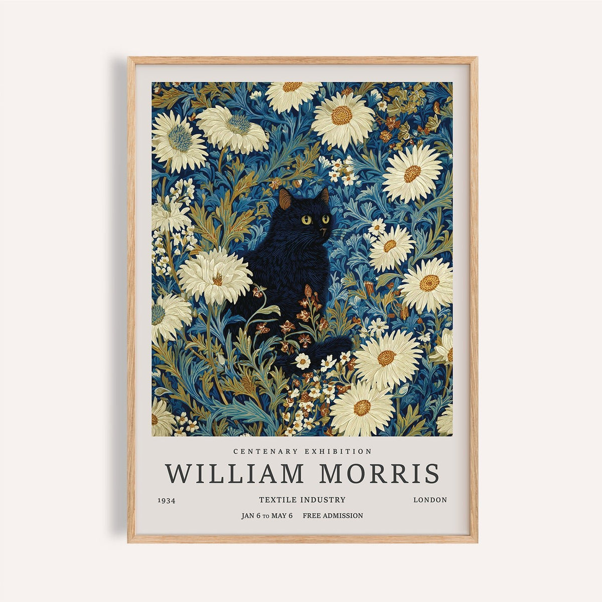 Vintage botanical Black Cat Art Print ideal for home libraries