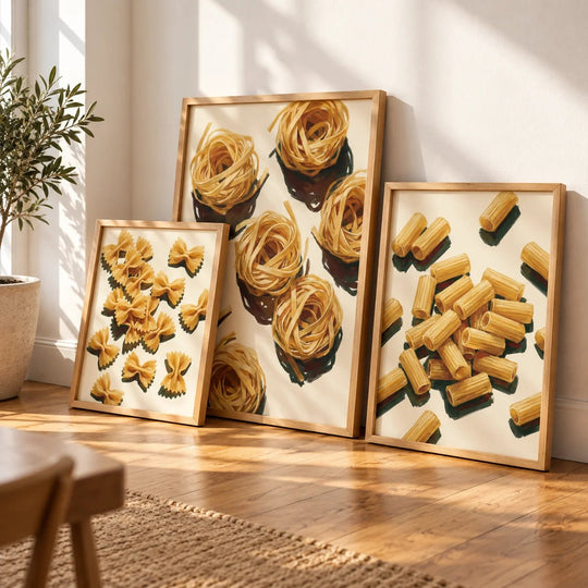 Impressions pour cuisine italienne – Ensemble de 3 affiches de pâtes
