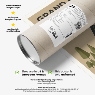 Packaging tube with label resting on the Imola Circuit Map Poster showing part of the artwork