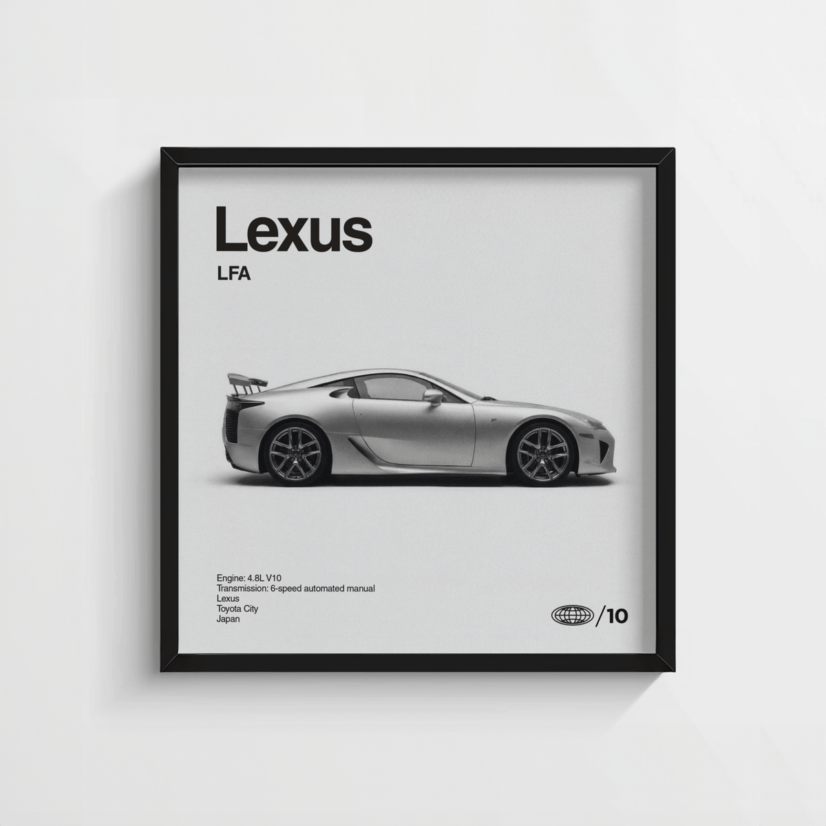 Japanese Supercar Poster with monochrome tones for hallway decoration