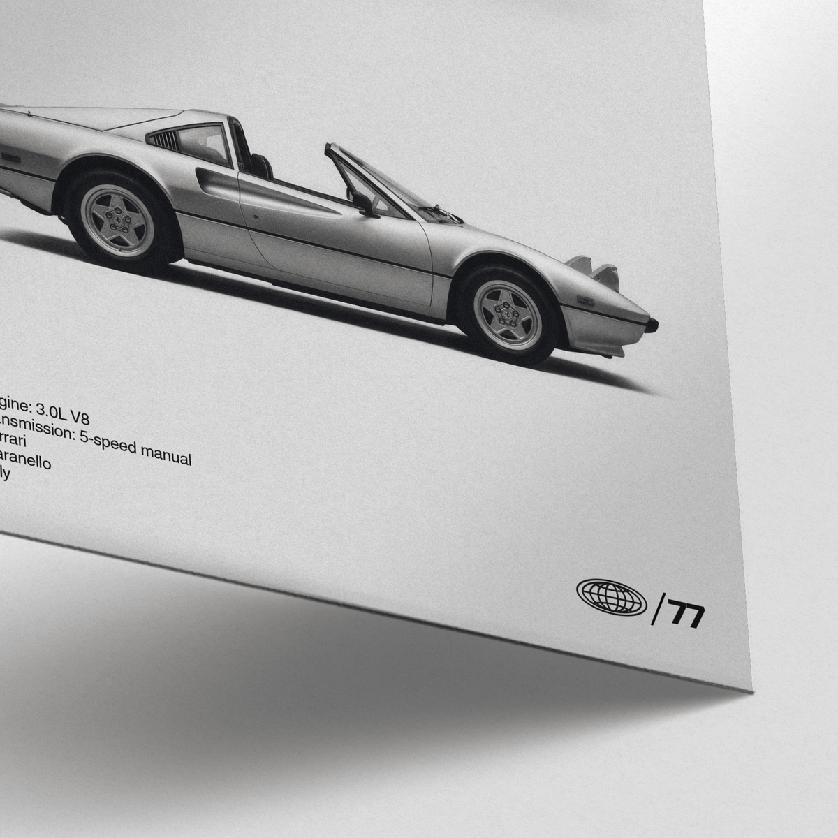 Classic Targa Top Sports Car Poster in grey and black for stylish man cave decoration