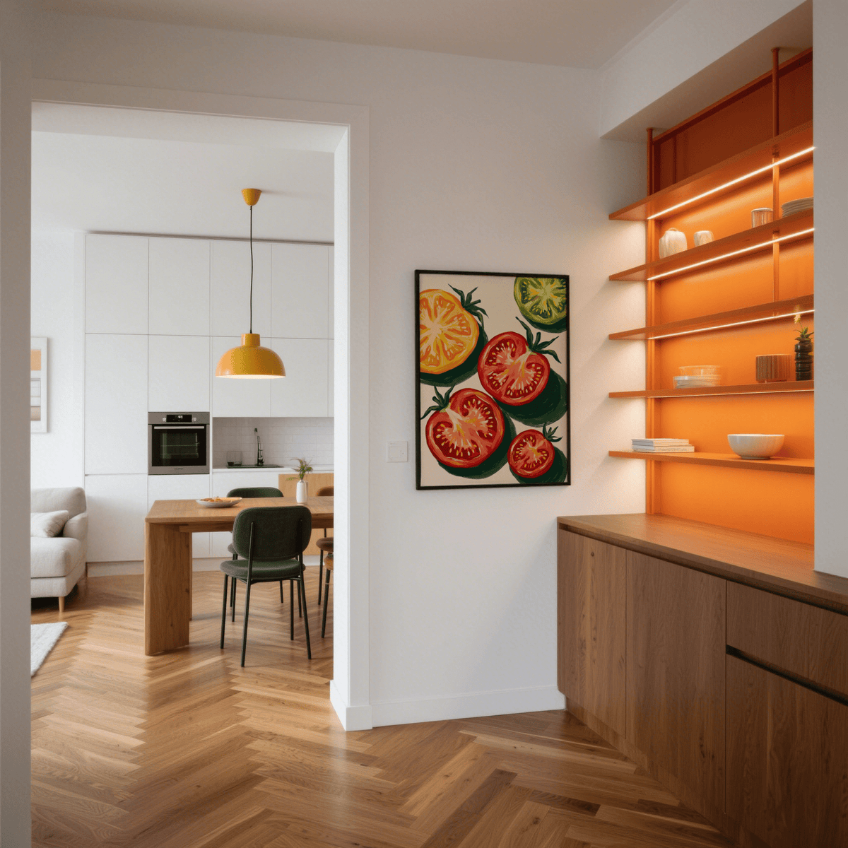 Italian Tomatoes Print, orange and red poster, perfect for dining area wall art