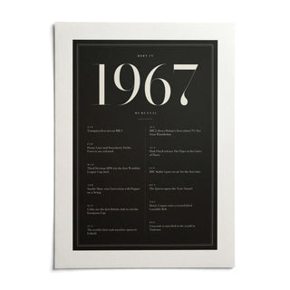 1967 Black Birthday Print, shown as an unframed paper print on a plain white background