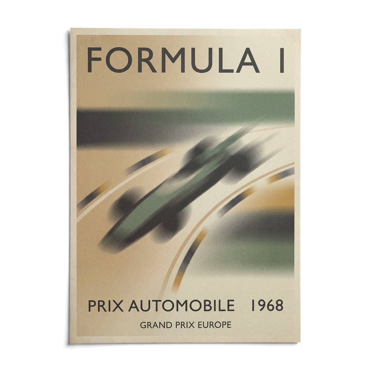 1968 Vintage Racing Poster, shown as an unframed paper print on a plain white background